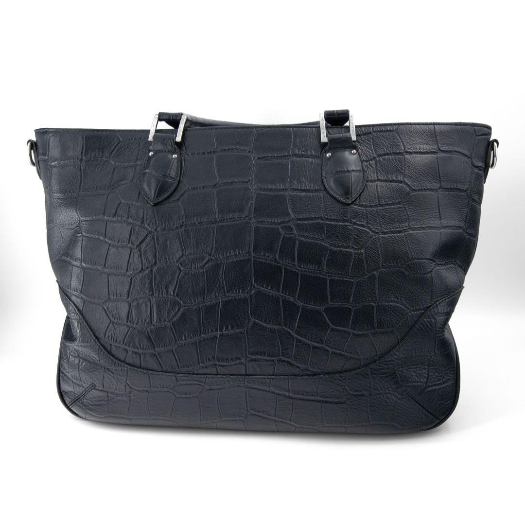 A092【美品】ペッレモルビダ／メイデンヴォヤージュ　トートバッグ　クロコ型押し