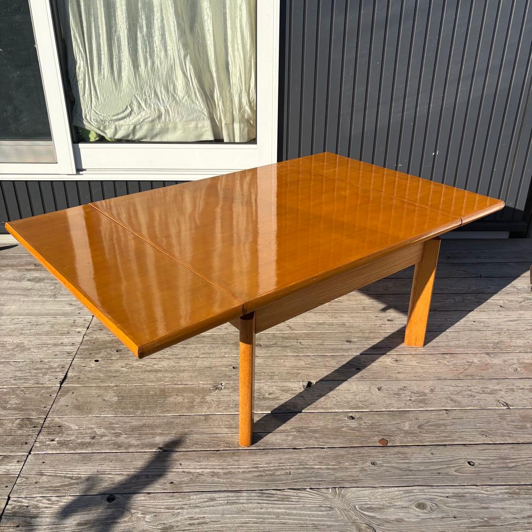 北欧レトロ 木製エクステンションテーブル 伸縮式ローテーブル バタフライテーブル