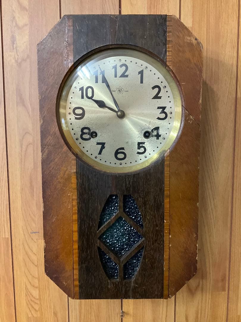 (18)アンティーク　振り子　ゼンマイ時計　稼動品