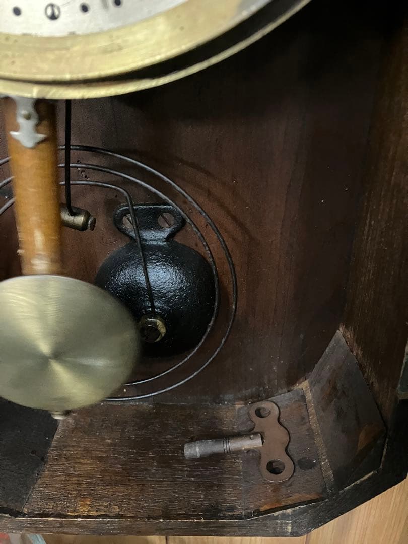 (18)アンティーク　振り子　ゼンマイ時計　稼動品