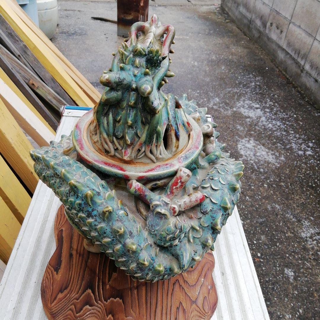 山岡徹山龍登窯香呂の陶器彫刻 装飾品、上野焼香春焼き工芸品、華道仏教、お寺、骨董