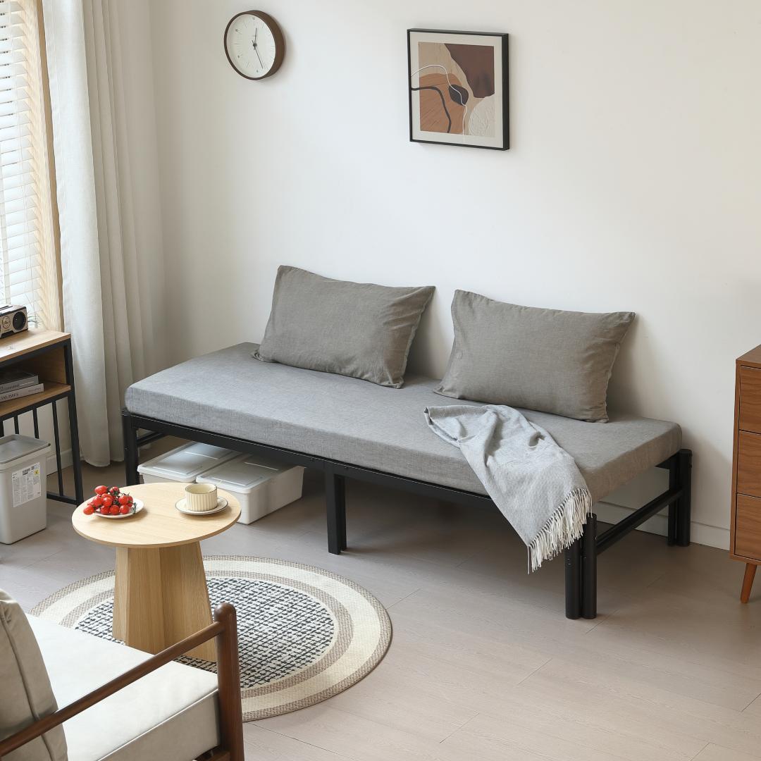 伸縮式ベッドフレーム　幅76~137cm伸縮可能　２WAY　おしゃれ　BLACK