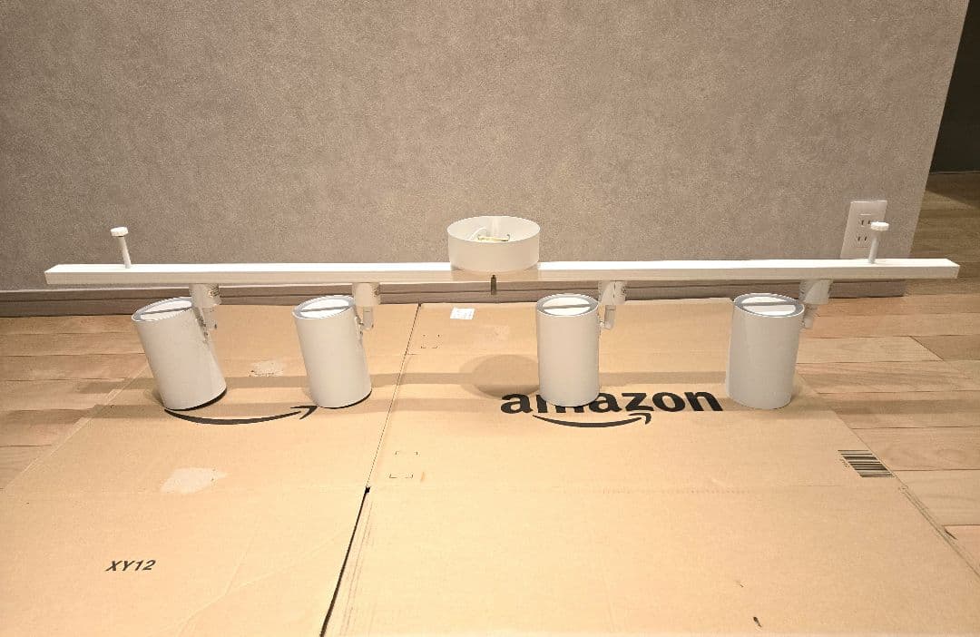 【調光調色電球付き】ライティングレール 1.3m + スポットライト4灯 照明