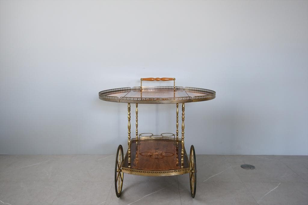 フランスアンティークドロップリーフキッチンワゴン/トロリーテーブル(88-192