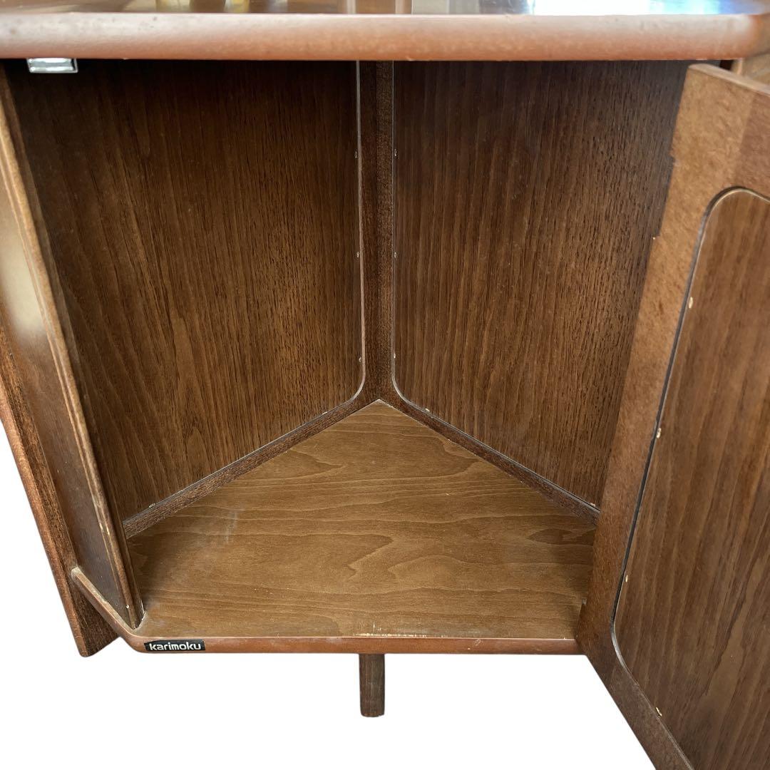 Karimoku カリモク 三角コーナータイプ 電話台 花台 収納棚 ビンテージ