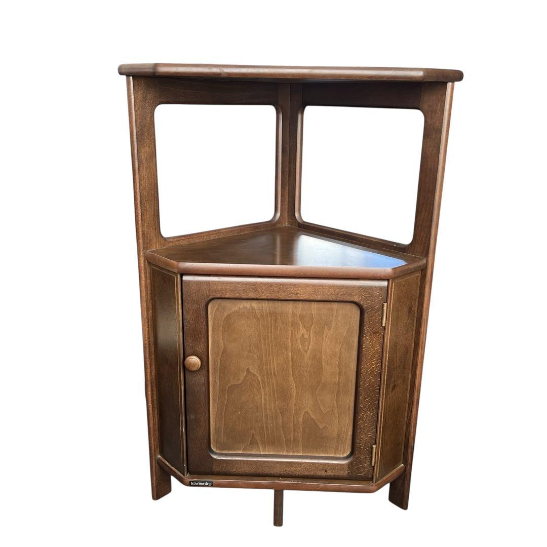 Karimoku カリモク 三角コーナータイプ 電話台 花台 収納棚 ビンテージ