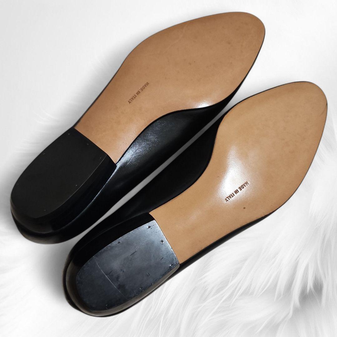 【新品】フェラガモ フラットパンプス ヴァラリボンブラック型押し6C 23cm