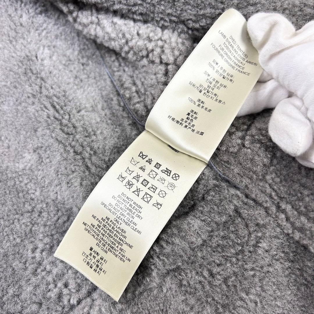 極美品 近年 バーバリー オールレザー ムートン トレンチコート 46 グレー