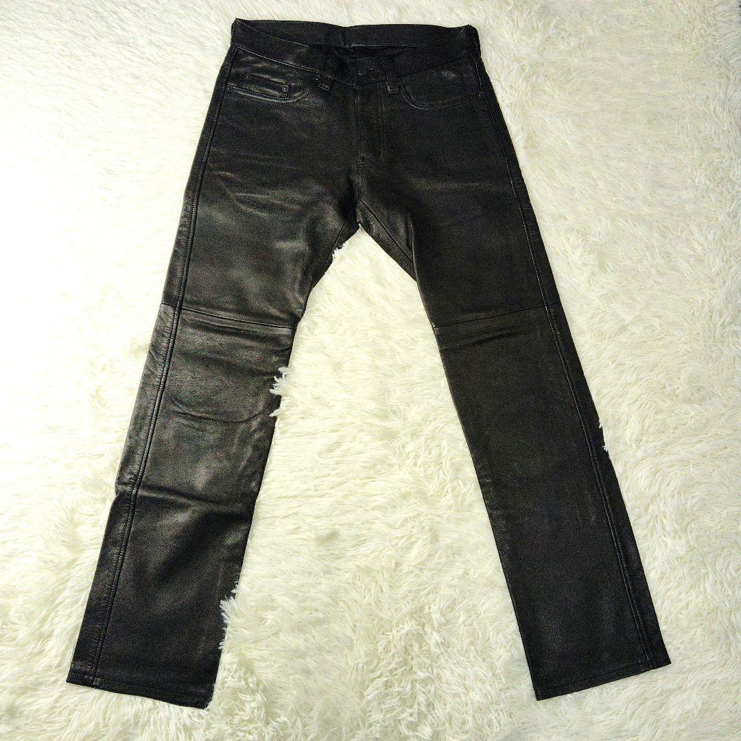 【本革】ヒステリックグラマー　カウレザーパンツ　5ポケット　ブラック　ロゴパッチ