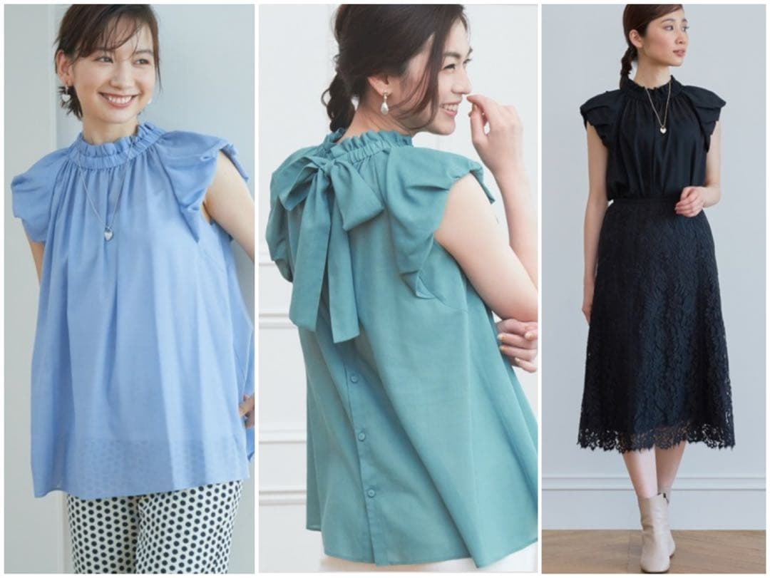 アナイ【美品】キョウネンボイルバックリボンブラウス