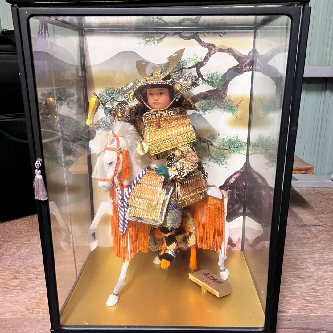 【お宝】美術 武者人形 紫峰作 謹製 馬上大将　日本人形