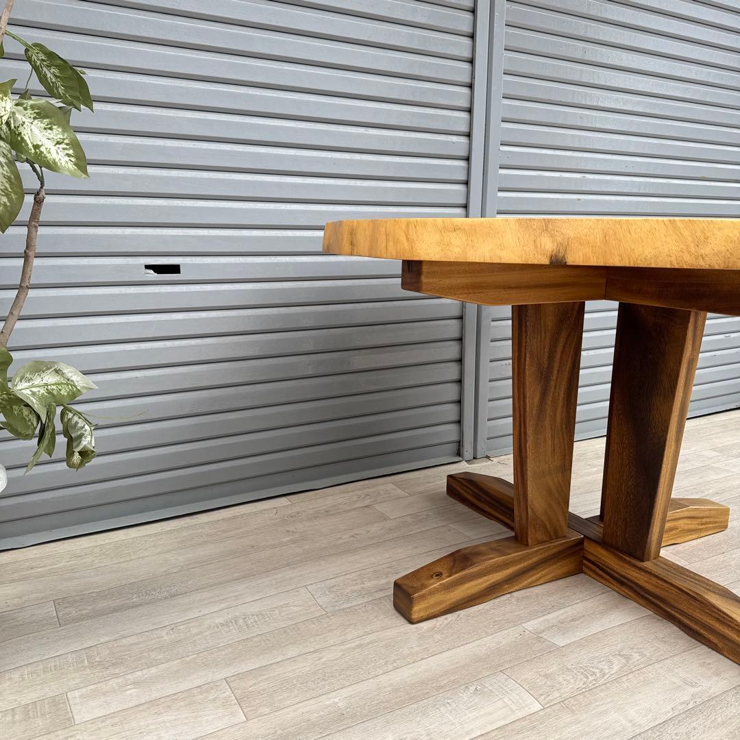 モンキーポッド　輪切りダイニングテーブル　カフェテーブル　天然木　一枚板