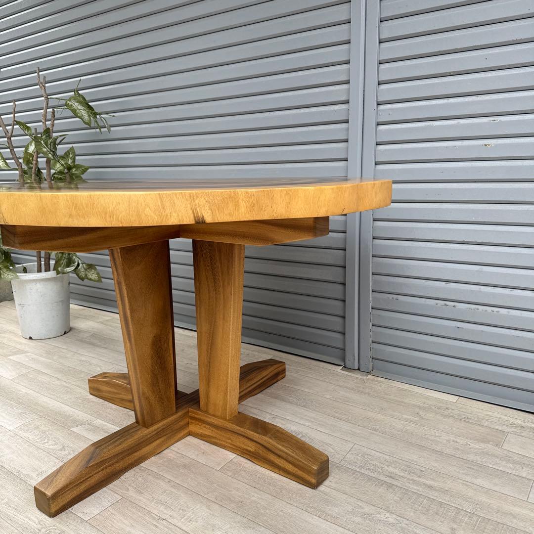 モンキーポッド　輪切りダイニングテーブル　カフェテーブル　天然木　一枚板