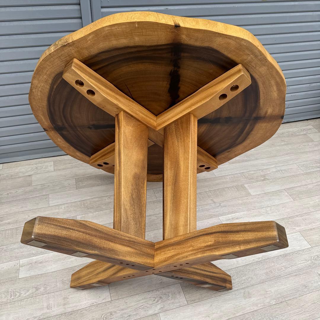 モンキーポッド　輪切りダイニングテーブル　カフェテーブル　天然木　一枚板