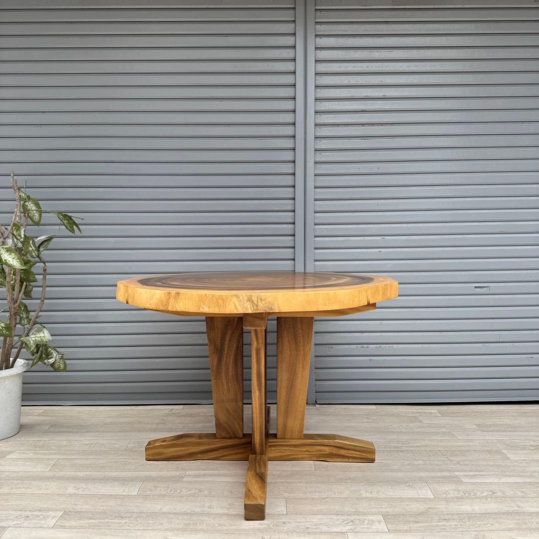 モンキーポッド　輪切りダイニングテーブル　カフェテーブル　天然木　一枚板