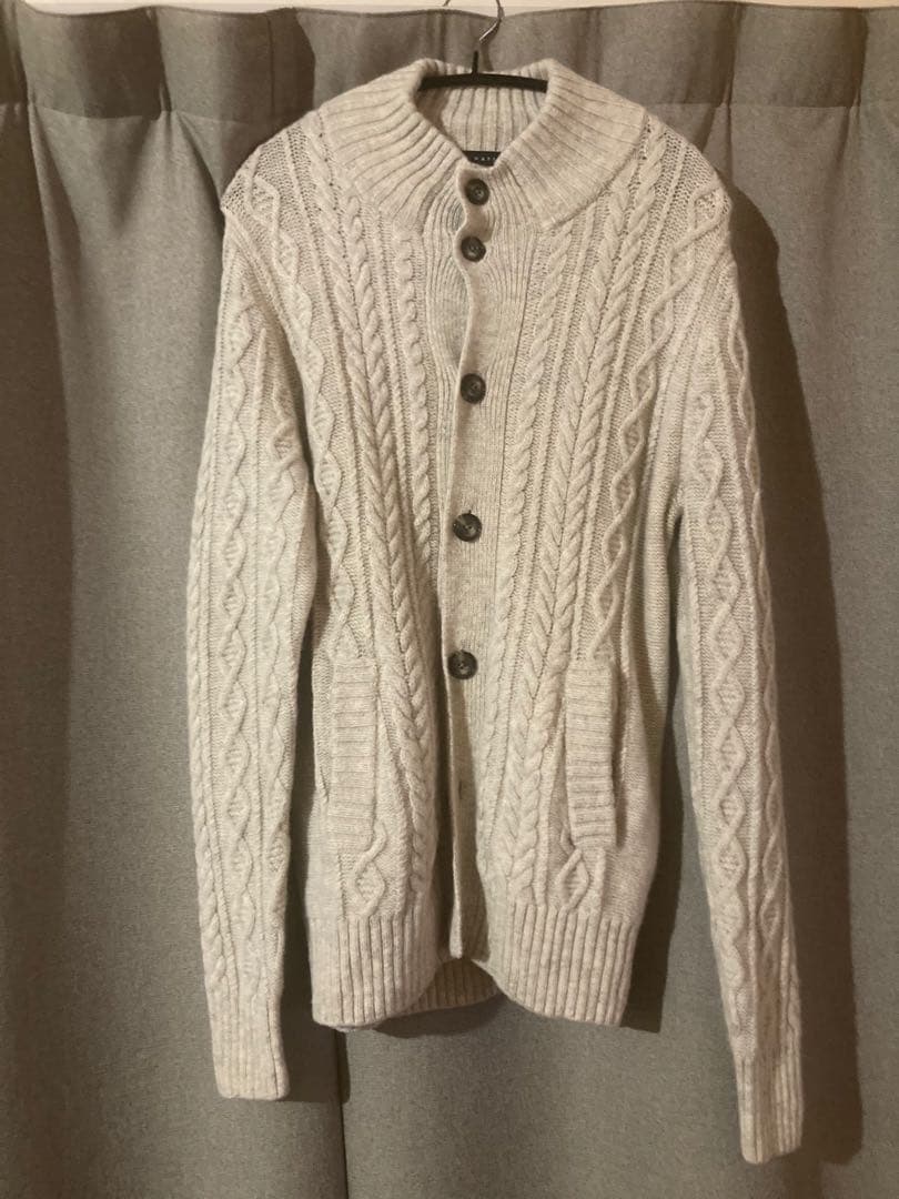 ESTNATION グレー ケーブルニット カーディガン L