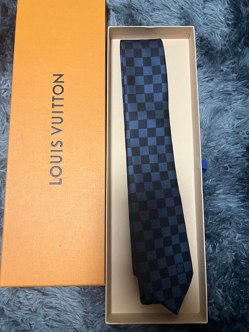 LOUIS VUITTON ダークブルー チェックネクタイ