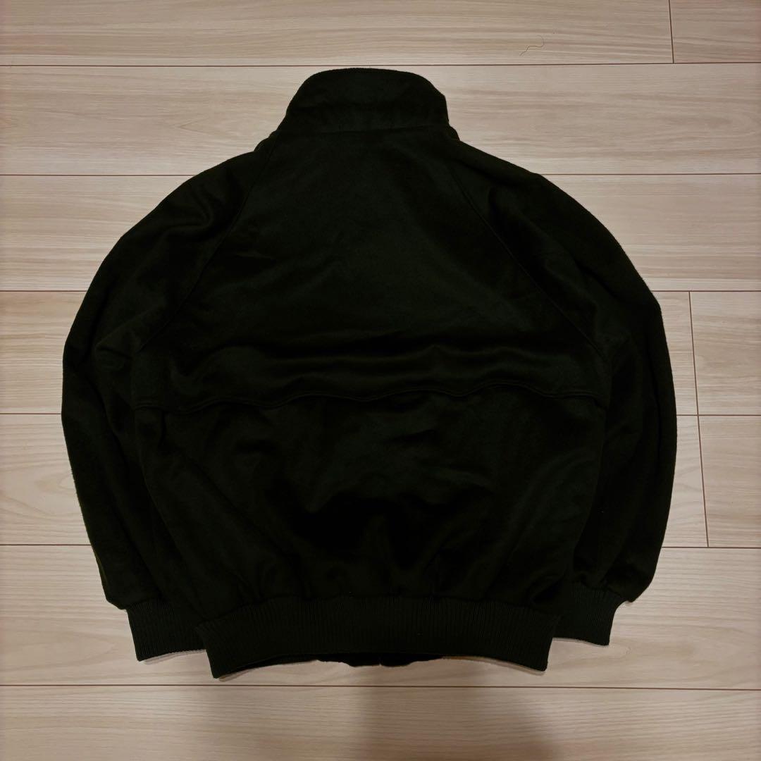 90s ウール　ハリントンジャケット　短丈　ブラック　グリーン　古着 レーヨン混