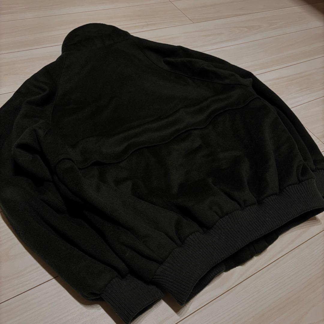 90s ウール　ハリントンジャケット　短丈　ブラック　グリーン　古着 レーヨン混