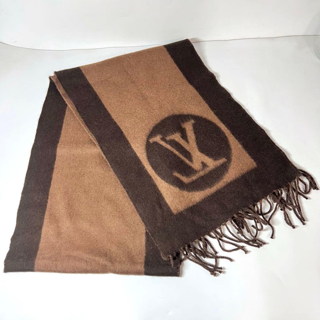 LOUIS VUITTON ルイヴィトン ロゴ入りウールマフラー