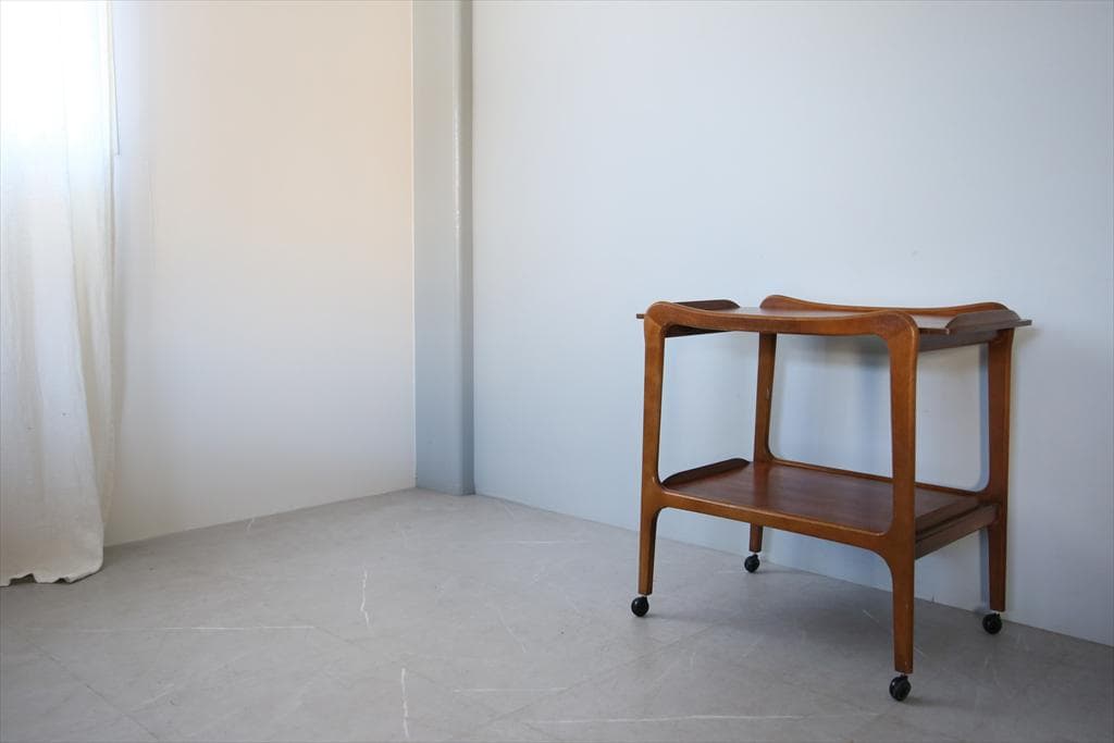 英国アンティークチーク古木キッチンワゴン/トロリーテーブル/飾り棚(91-208