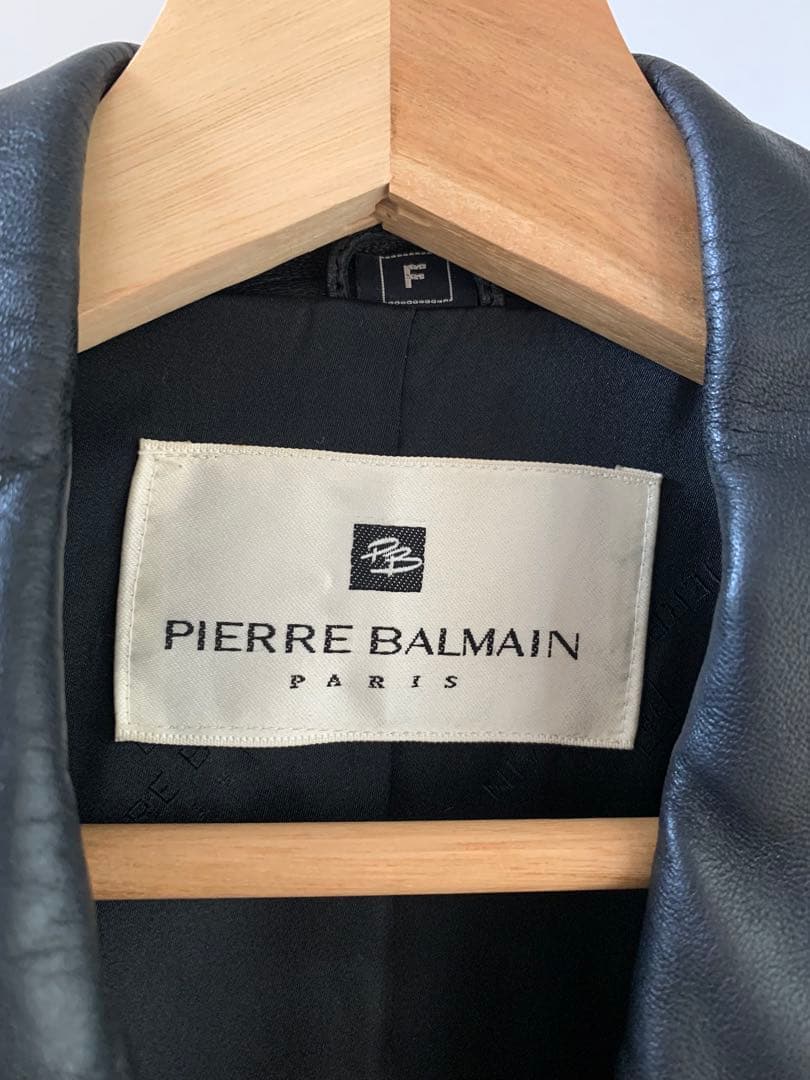 PIERRE BALMAIN ラムレザージャケット　コート　黒