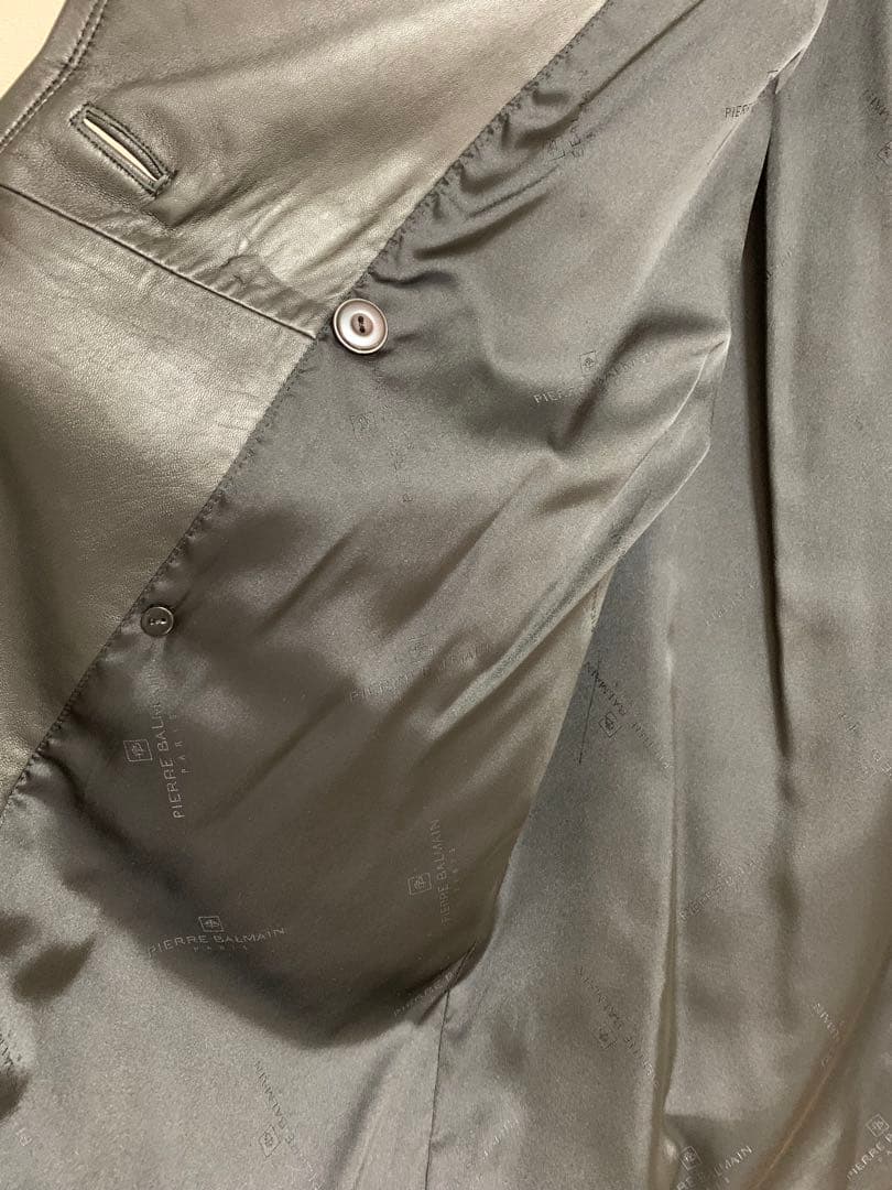 PIERRE BALMAIN ラムレザージャケット　コート　黒