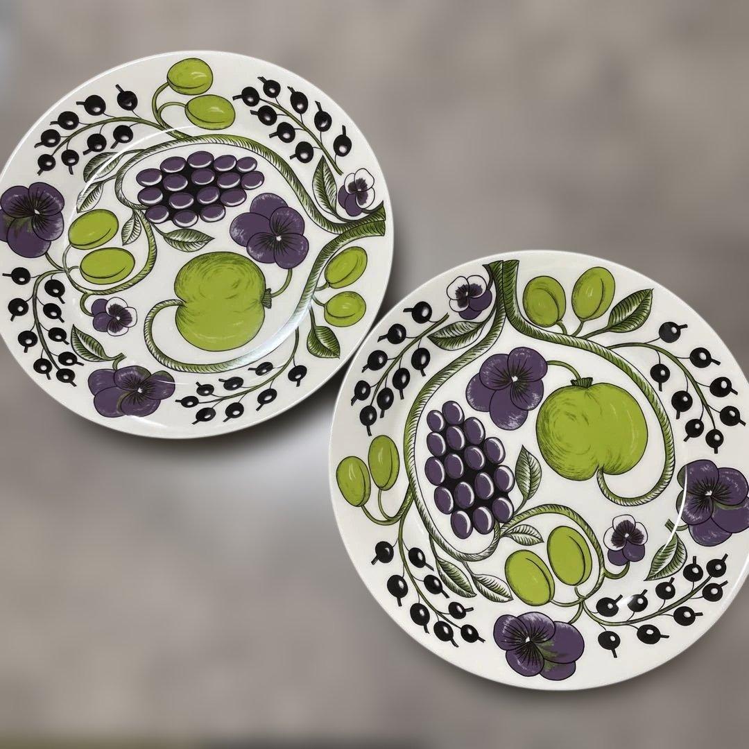 ARABIA paratiisi 果物と花のデザイン 大皿 2枚セット