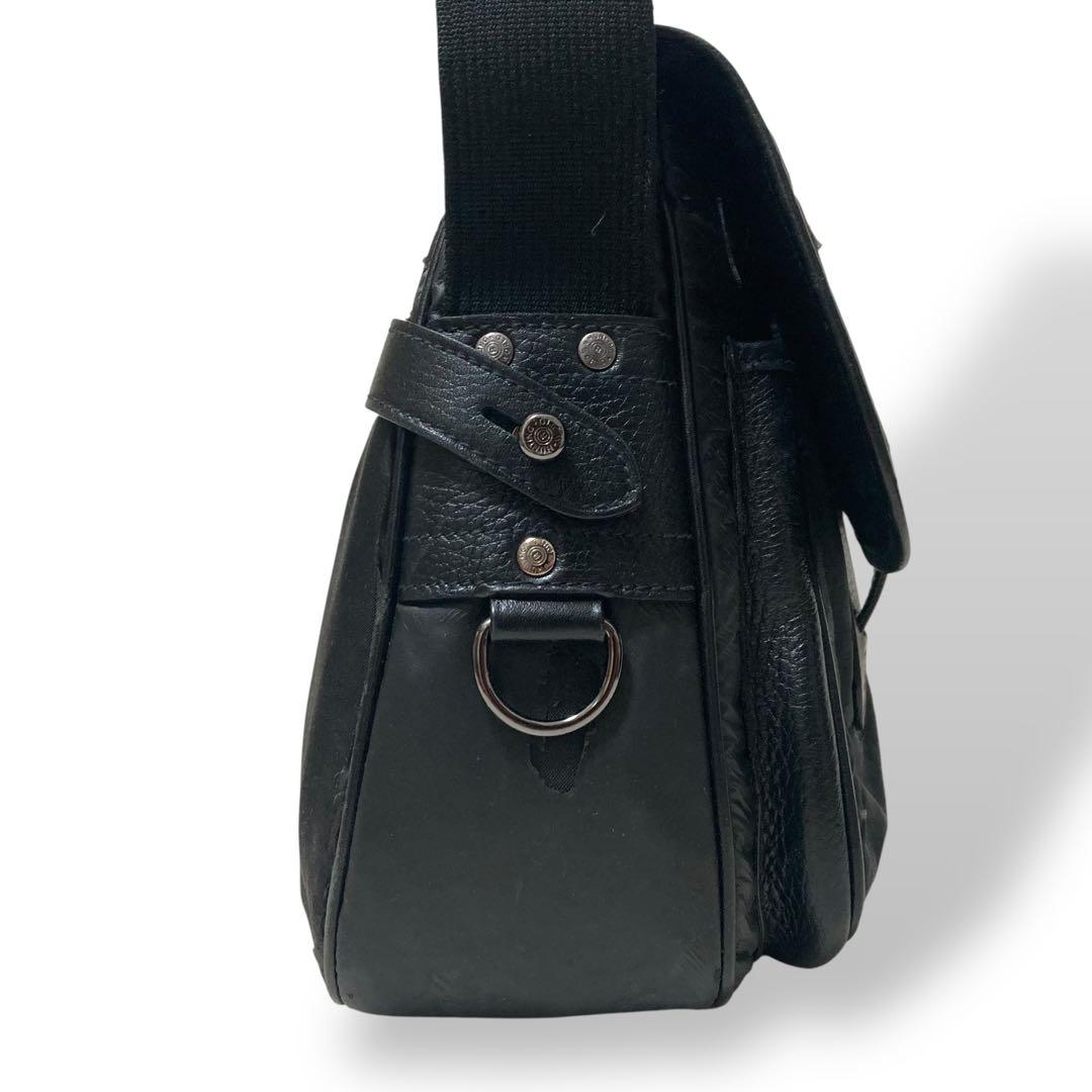 【ヴィンテージ】ハンティングワールド　ショルダーバッグ　ナイロン　レザー　黒