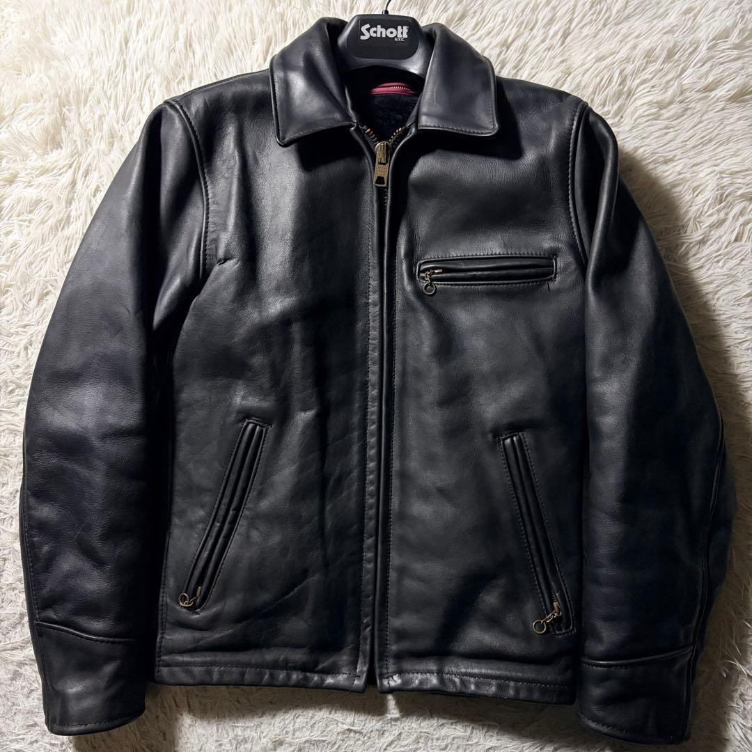 美品/希少✨schott トラッカージャケット　ライダース　ブラック　本革　34