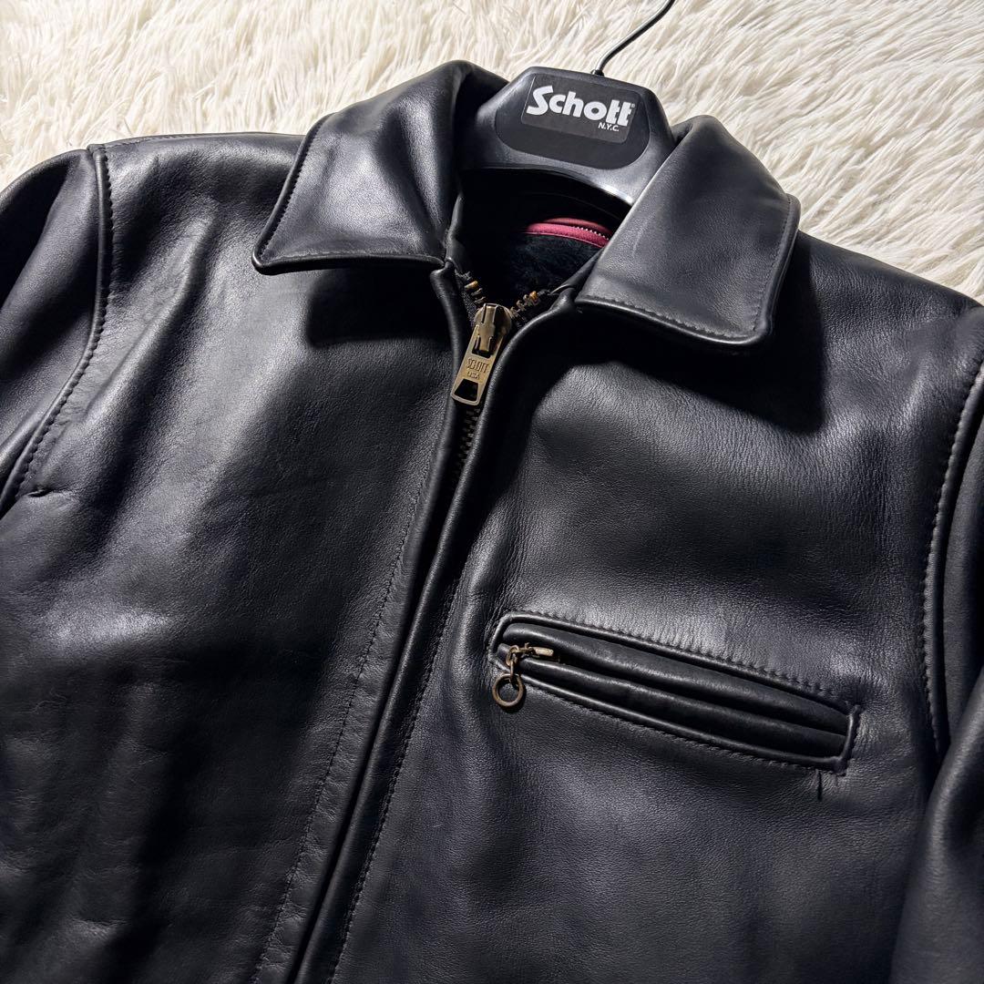 美品/希少✨schott トラッカージャケット　ライダース　ブラック　本革　34