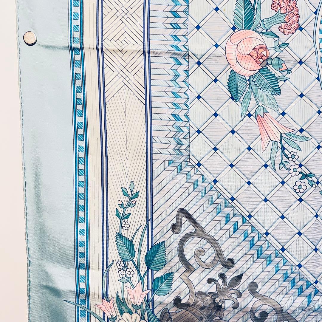 美品　エルメス　シルクスカーフ　カレ90 稾遊び　JEUX DE PAILLE