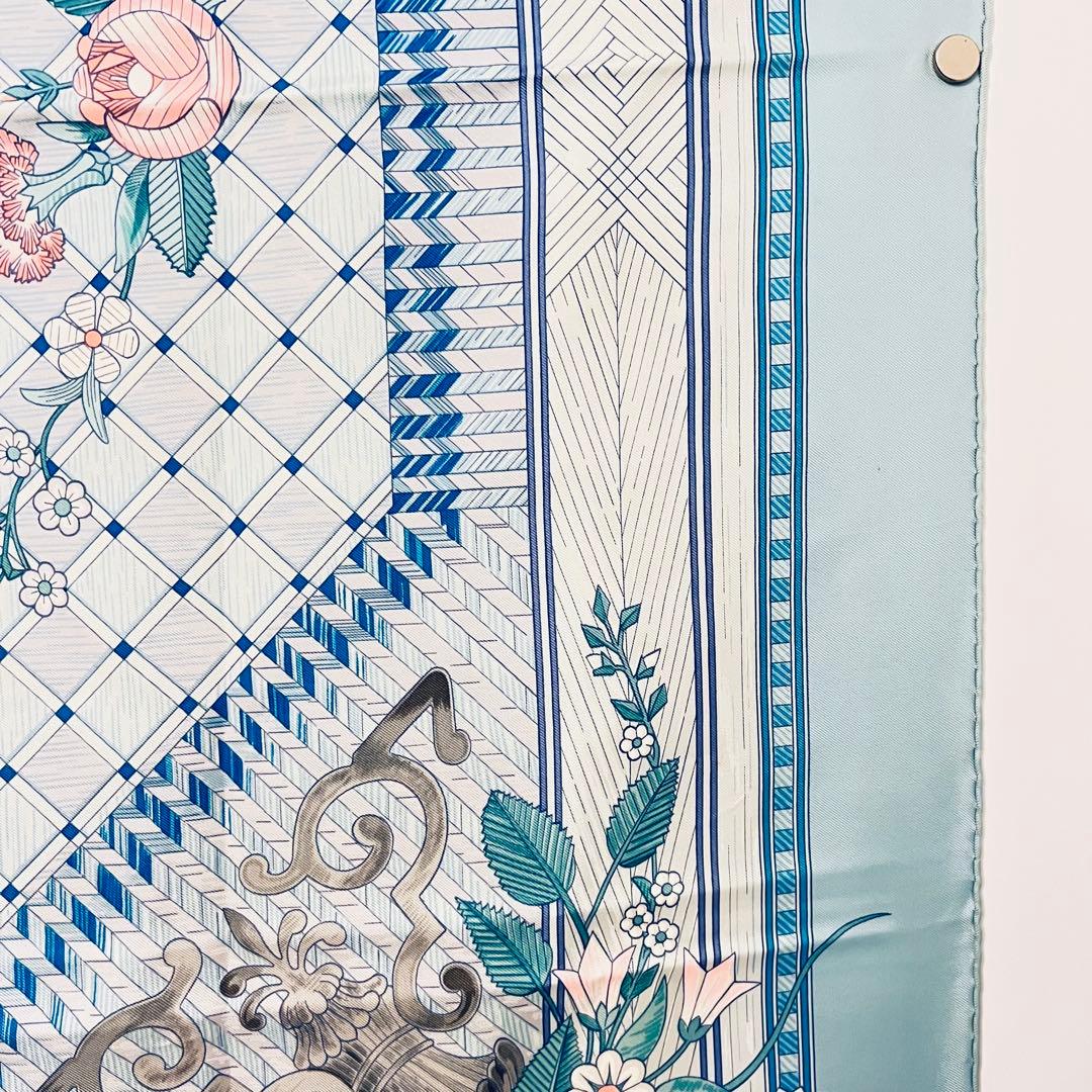 美品　エルメス　シルクスカーフ　カレ90 稾遊び　JEUX DE PAILLE