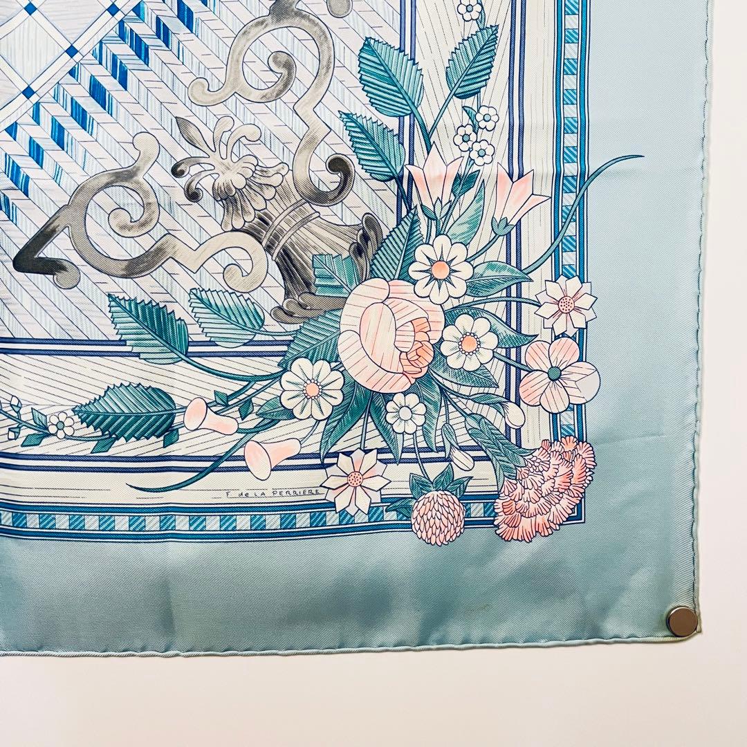 美品　エルメス　シルクスカーフ　カレ90 稾遊び　JEUX DE PAILLE