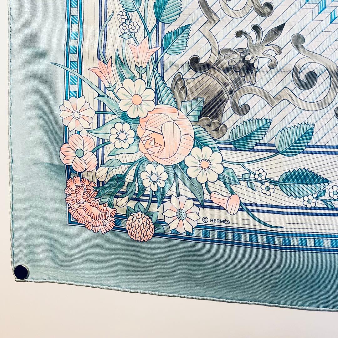 美品　エルメス　シルクスカーフ　カレ90 稾遊び　JEUX DE PAILLE