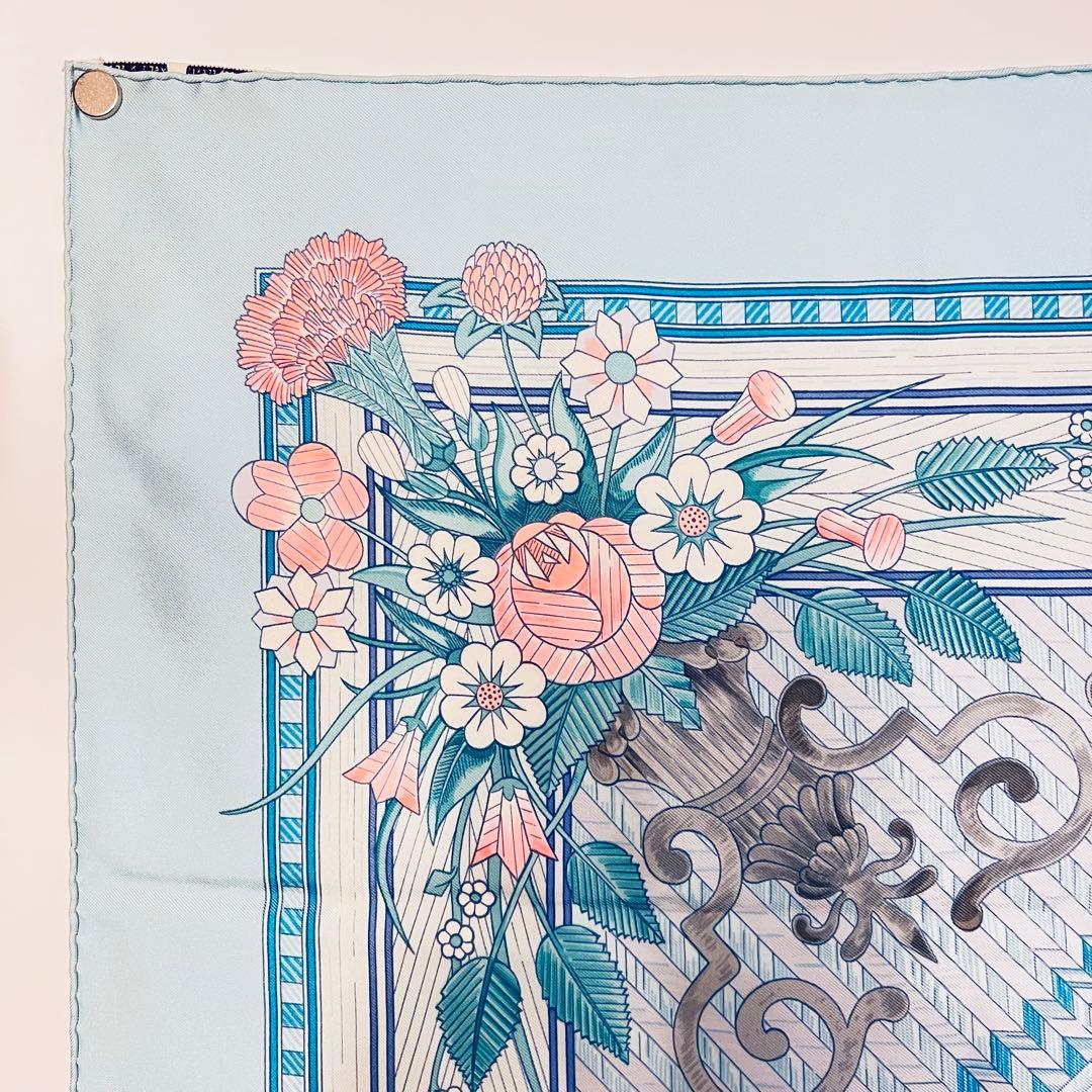 美品　エルメス　シルクスカーフ　カレ90 稾遊び　JEUX DE PAILLE