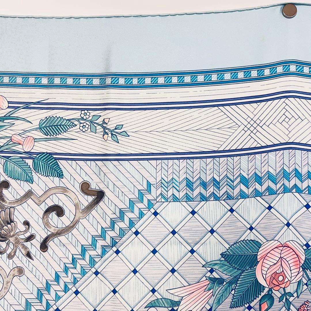 美品　エルメス　シルクスカーフ　カレ90 稾遊び　JEUX DE PAILLE