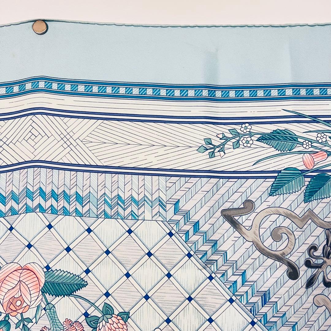 美品　エルメス　シルクスカーフ　カレ90 稾遊び　JEUX DE PAILLE