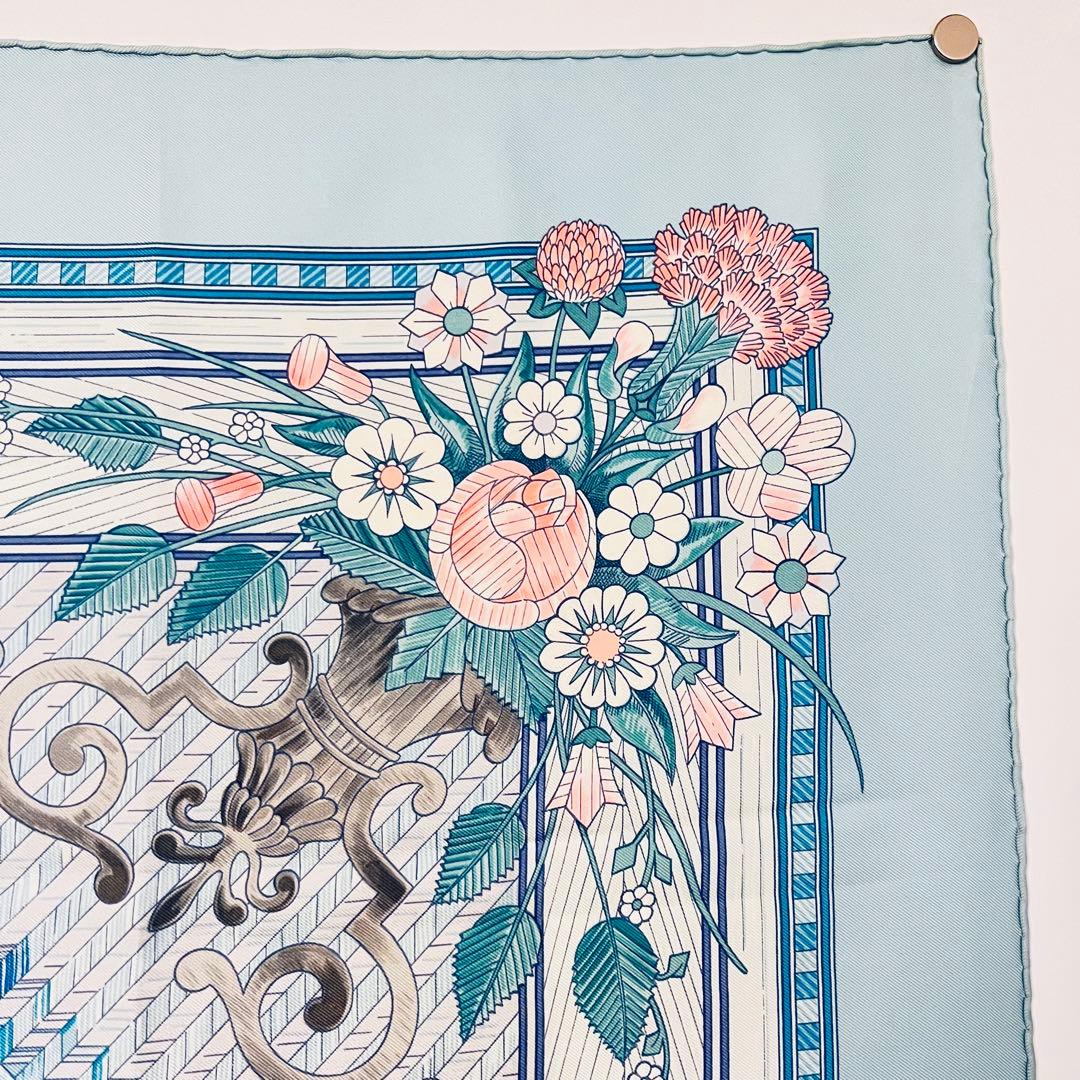 美品　エルメス　シルクスカーフ　カレ90 稾遊び　JEUX DE PAILLE