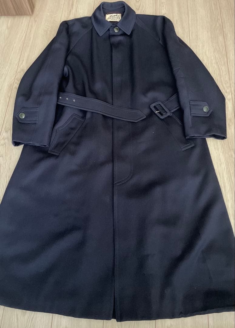 エルメス　ウールステンカラーコート ロングコート　ベルト付