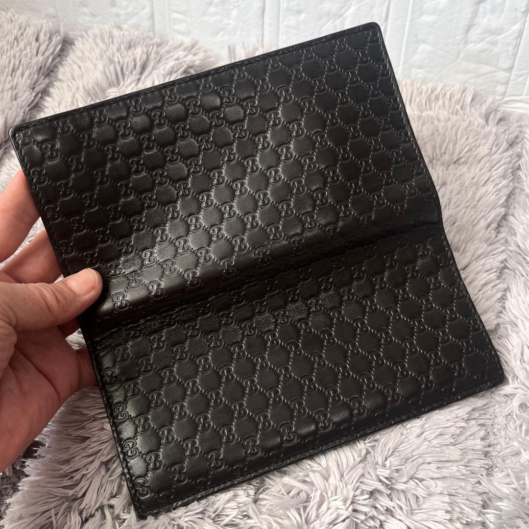 美品✨GUCCI マイクロシマ　軽量　長財布　ダークブラウン　メンズ