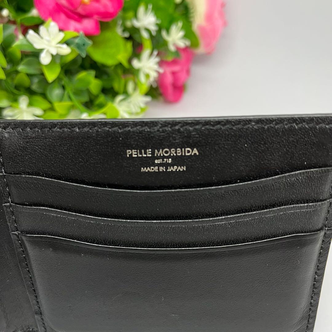 美品　PELLE MORBIDA マネークリップ　財布　二つ折り　黒　本革
