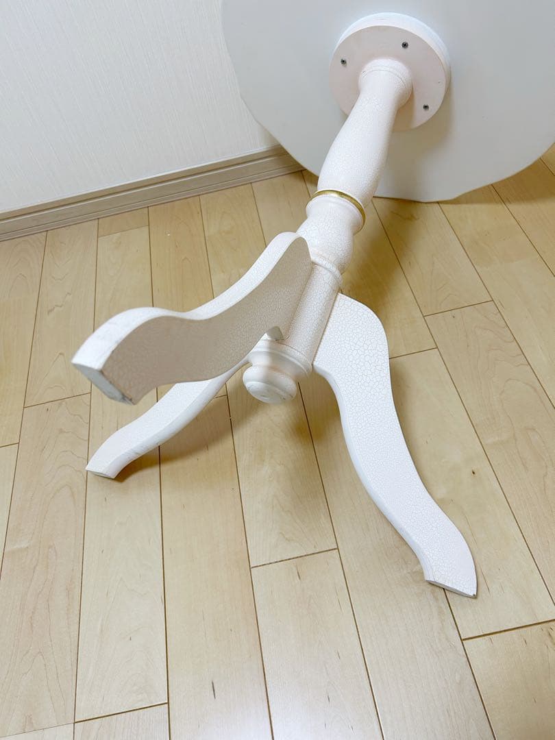 ロココ調　コーヒーテーブル　サイドテーブル　クラック塗装　北欧　ホワイトピンク