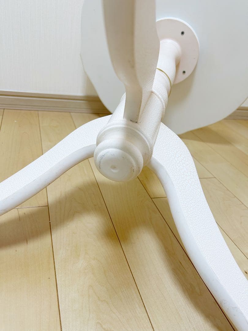 ロココ調　コーヒーテーブル　サイドテーブル　クラック塗装　北欧　ホワイトピンク