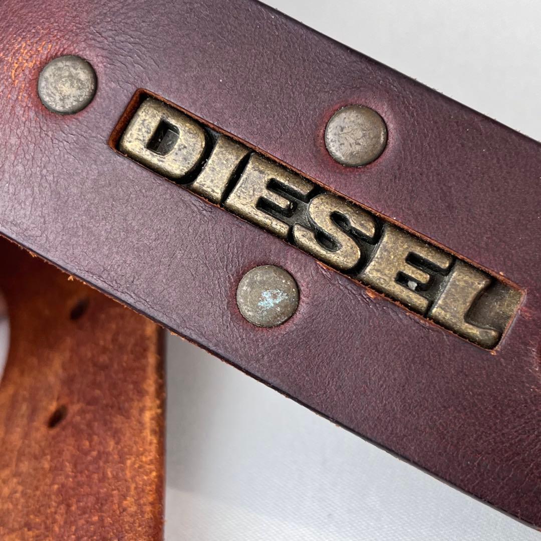 DIESEL レザーベルト 本革 ブラウン 85/34