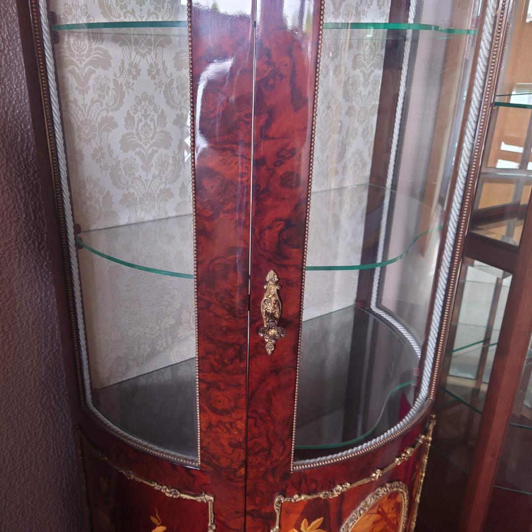 スペイン アンティーク飾り棚 マホガニーローズウッド キャビネット