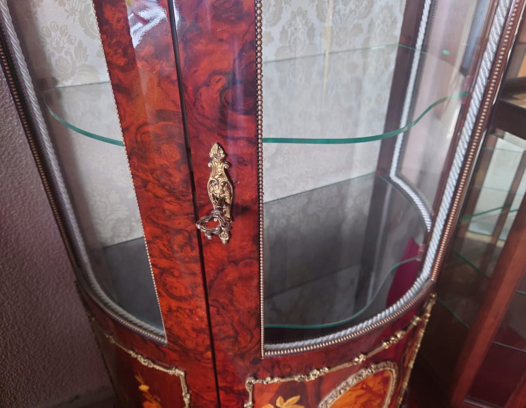 スペイン アンティーク飾り棚 マホガニーローズウッド キャビネット