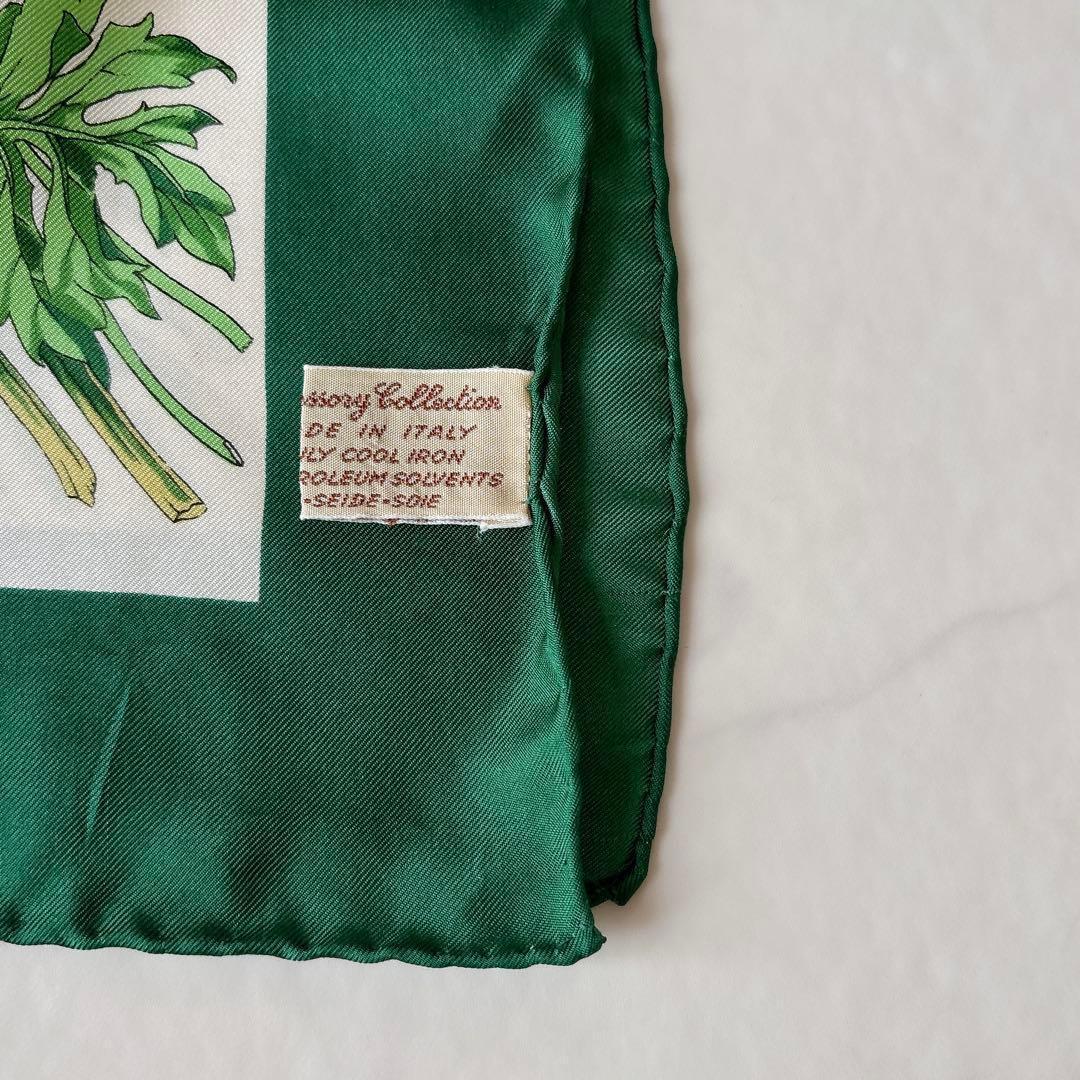 GUCCI フローラ ブーケ柄 大判 シルクスカーフ グリーン