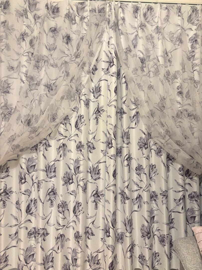Francfranc リリア ダブルカーテン グレー H2000×W1000