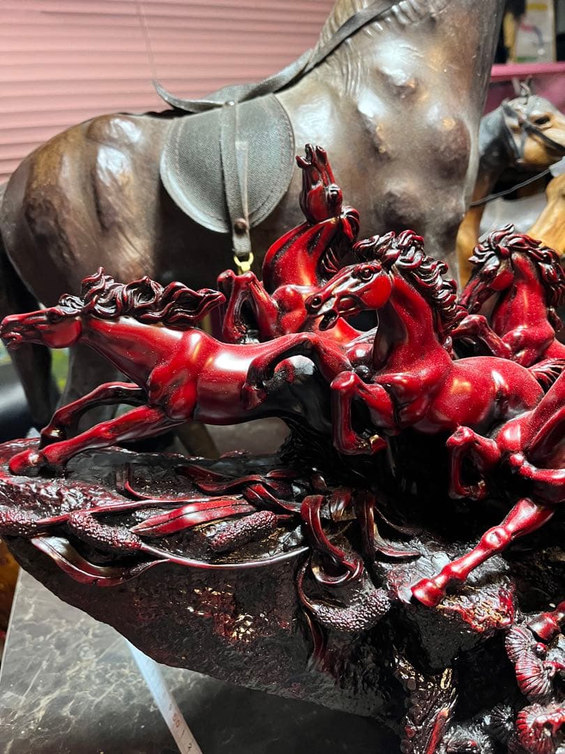 九頭馬 、寿山石九頭馬、うまくいく、縁起物、中国寿山石、置物 、骨董品